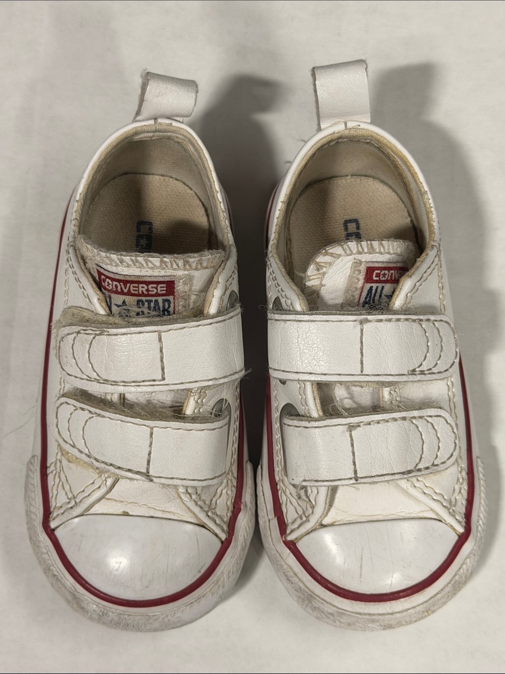 Converse Kids White Sneakers with Red Trim - Velcro size 5 toddler